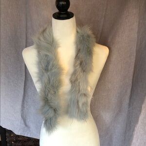 Luxurious Powder Blue and Silver Fur Scarf